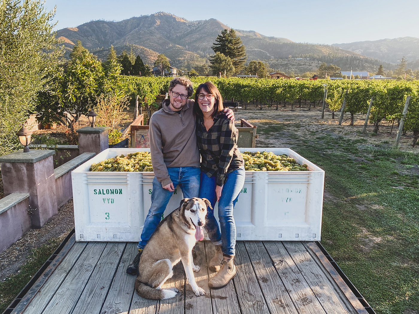 Rob and Laura Schermeister in the Salomon Vineyard